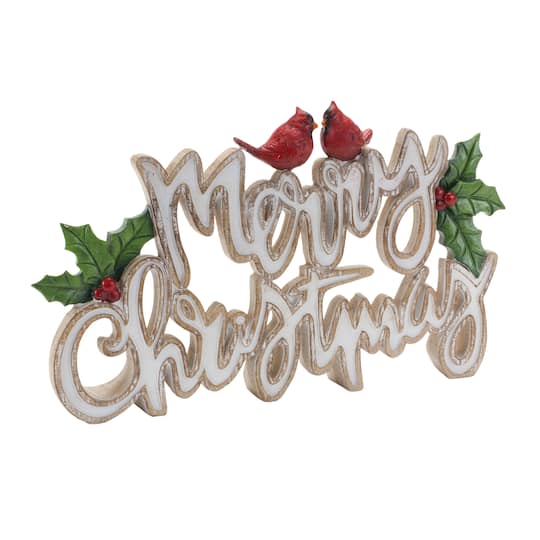 12" Cardinal Merry Christmas Tabletop Décor Set